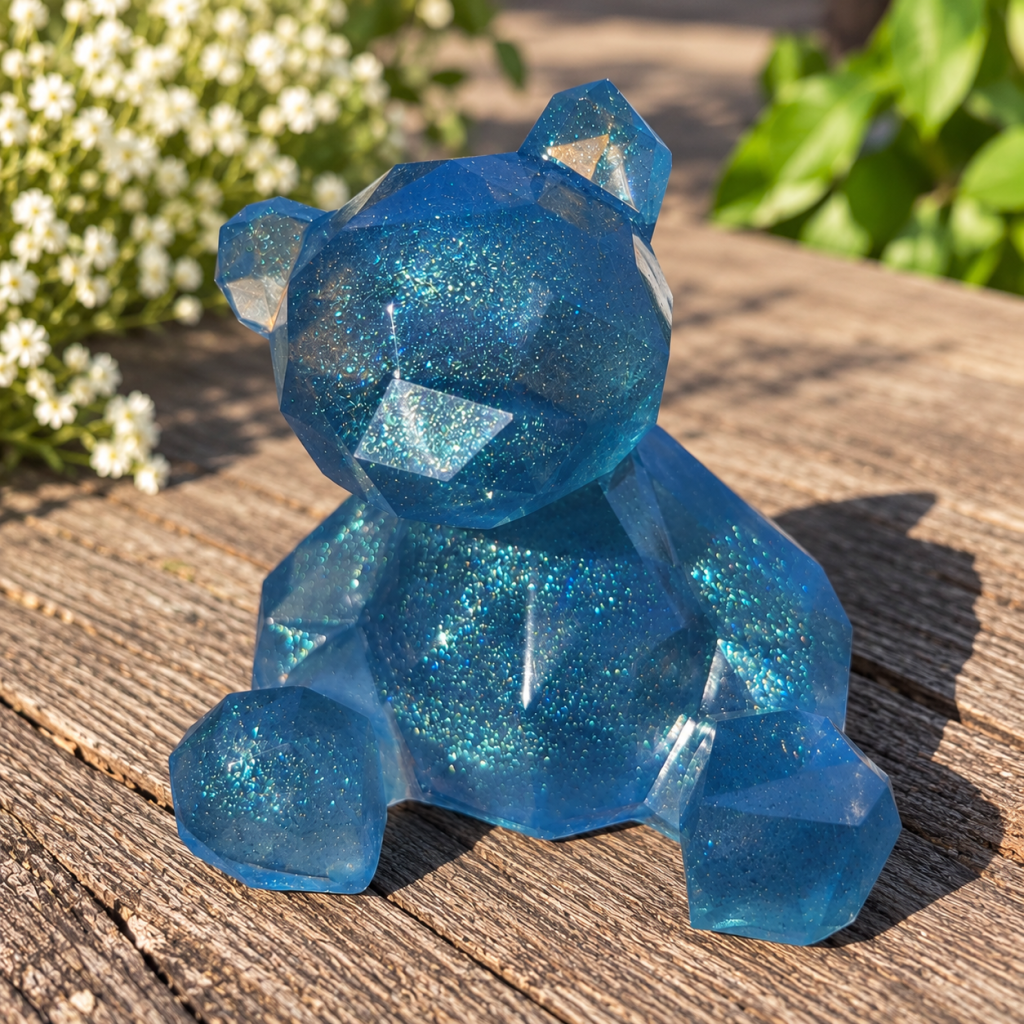 blauw glitter beertje handgemaakt